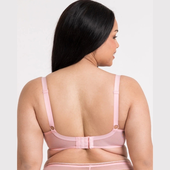 NEW Pink Mesh Bra & Panty Set By Curvy Kate Sz 38DDD/G & XL Sheer Baby Pink - Picture 5 of 8